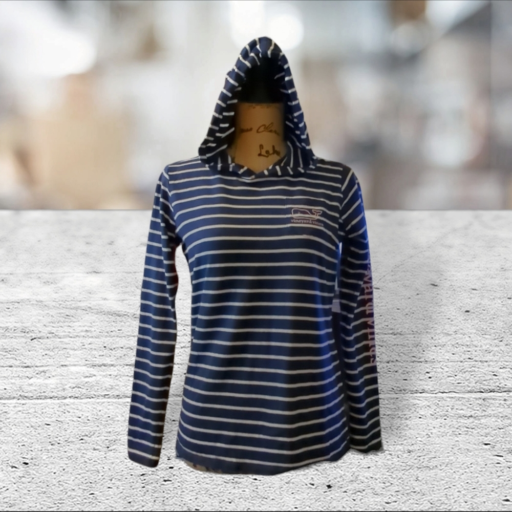 Vineyard vines long sleeve tee shirt with hoodie size XL girls size 16 - Picture 5 of 10
